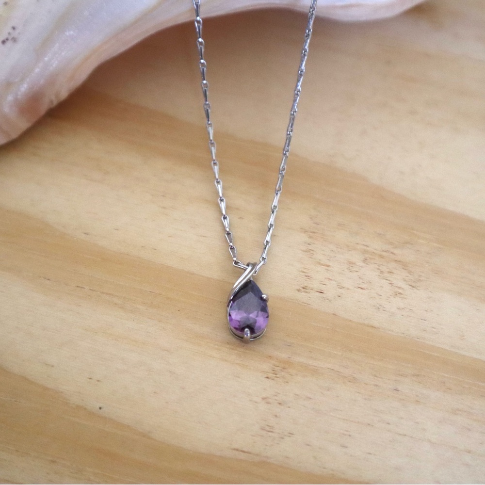 Elegant Purple Water‎ Drop Pendant Necklace for Women’s